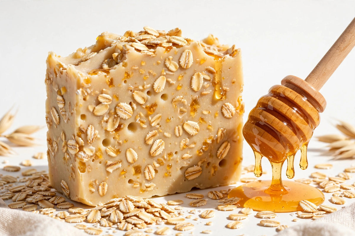 Handcrafted honey oat soap bar