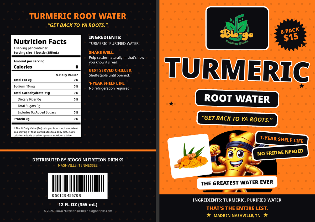 BioGo's Root Water – Turmeric (6-Pack)